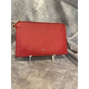 Lauren Ralph Lauren Plain Red Leather Clutch‎ Bag/Wristlet